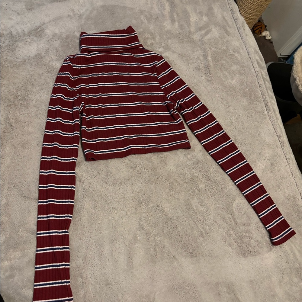 Primark Burgundy Striped Turtleneck